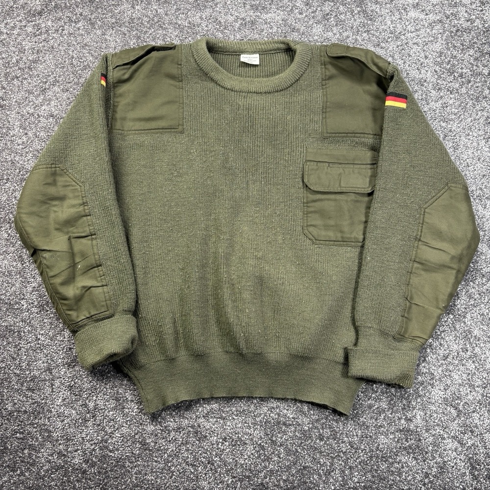 Vintage German Army Commando Sweater Olive Wool Military Surplus Size 54 GmbH
